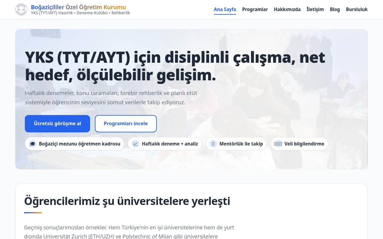 Boğaziçililer cram school website